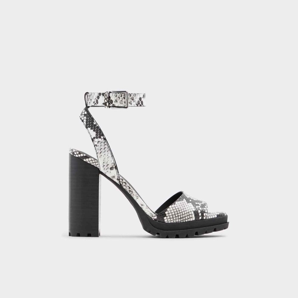 ALDO Black/White Platform Lug Sole Block Heels Snake Print LEGUA | 7.5 | NWB